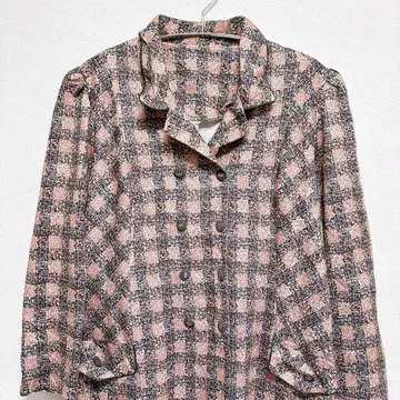 레트로 빈티지 트위드풍 더블 버튼 롱 코트 스타일 긴팔 원피스