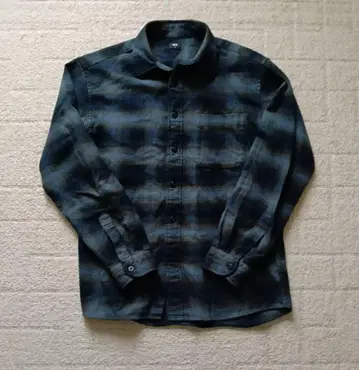 유니클로 옴브레 체크 셔츠 S 사이즈 블루 계열 기무라 타쿠야