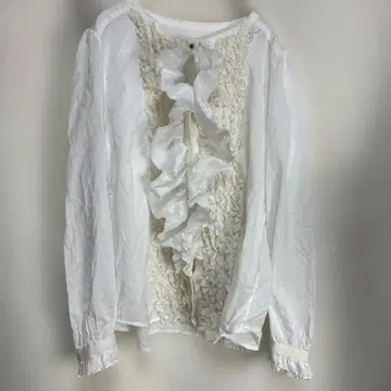 MACPHEE 맥피 화이트 프릴 긴팔 블라우스