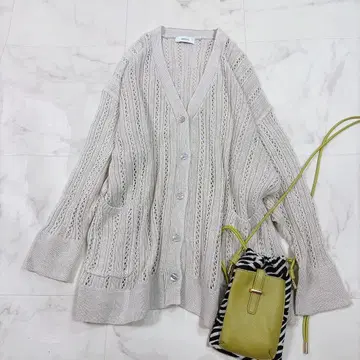 쉽스애니 시스루 짜임 V넥 린넨 혼방 가디건