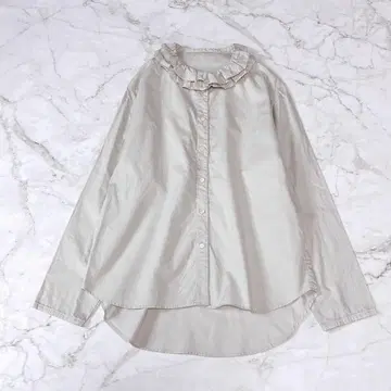 센소유니코 프릴 칼라 블라우스 일본제 코튼100% 라이트 그레이