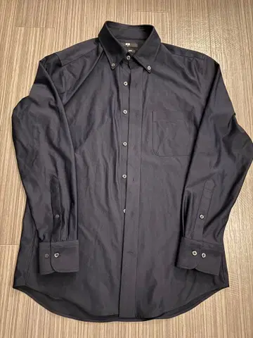 UNIQLO 슈퍼 논아이론 슬림 셔츠 M 다크 네이비