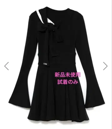 BUBBLES 숄더 리본 원피스 블랙 F 신상품