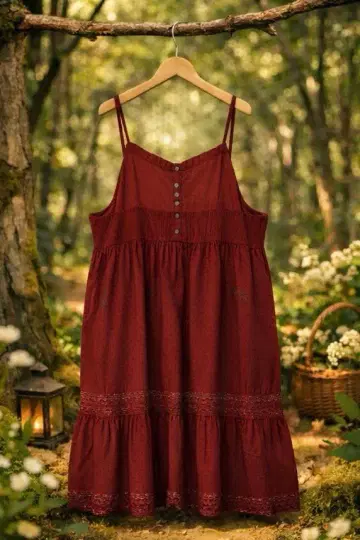 사만사 모스모스 랜덤 자수 원피스 보르도