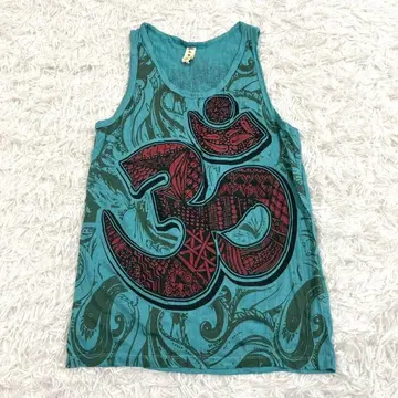 캐주얼 탱크탑 M 면 100% 터콰이즈 블루 봄/여름 넘버