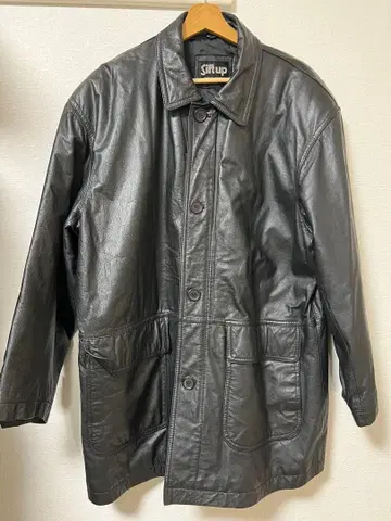 천연 가죽 소가죽 가죽 코트 XL 블랙 남성용 가죽 자켓 하프 코트