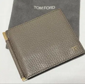 새상품급 톰포드 머니클립 주름 가죽 그레이 TF 로고