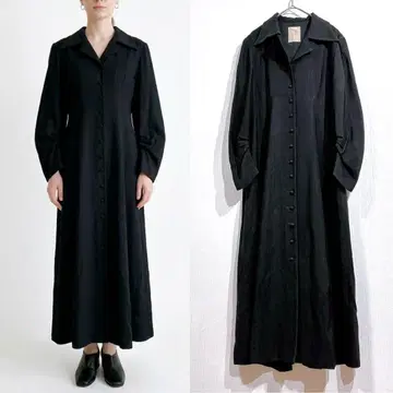 Sybilla 시빌라 롱 원피스 셔츠 개더 슬리브 브이넥