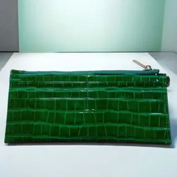 에나멜 장지갑 지퍼 포함 그린
