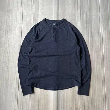 GAP 헨리넥 티셔츠 긴팔 티셔츠 짧은 기장 네이비 S