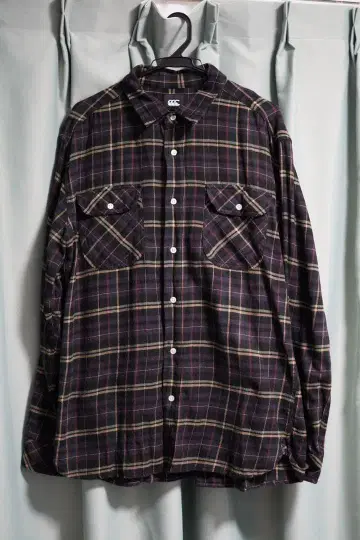 캔터베리 체크 무늬 긴팔 셔츠 다크 퍼플