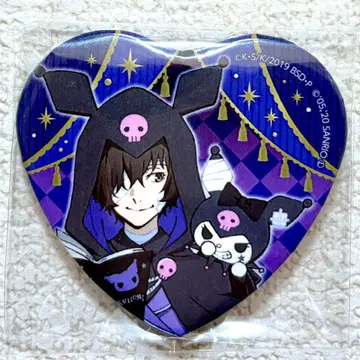 문호 스트레이독스 x 산리오 캐릭터즈 하트형 캔뱃지 다자이 오사무 쿠로미