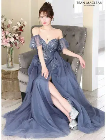 JEAN MACLEAN 블루 그레이 롱 드레스