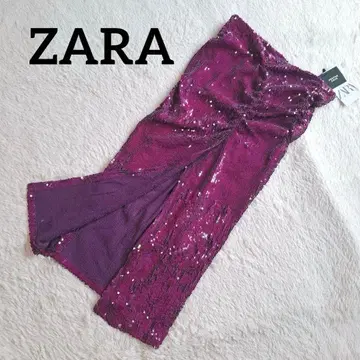 자라 [ ZARA ] 퍼플 스팽글 장식 타이트 스커트 슬릿