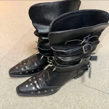 스터드 블랙 부츠 펑크 y2k