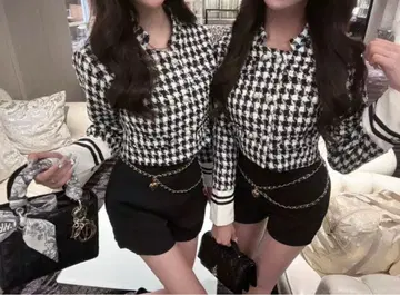 Milkyway 체크 프렌치 자켓 하운드투스 체크 패턴