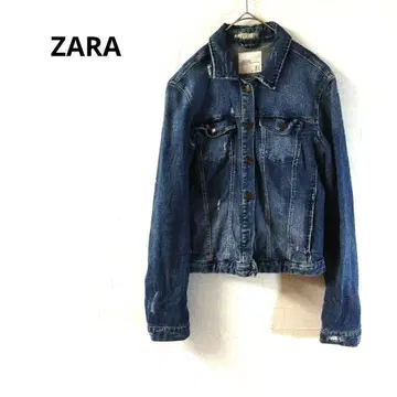 자라 데님 자켓 데미지 가공 블루 캐주얼 F