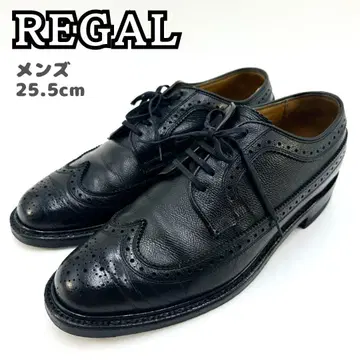 REGAL 리갈 윙팁 메달리온 주름 가죽 비즈니스 슈즈 블랙