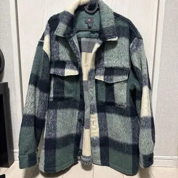 H&M 플리스 자켓 L 사이즈 체크 무늬