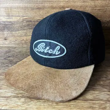 Bitch skateboards 울 가죽 캡 블랙