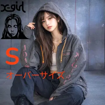 엑스걸 x-girl 후드티 오버 S USA 지퍼 Y2K