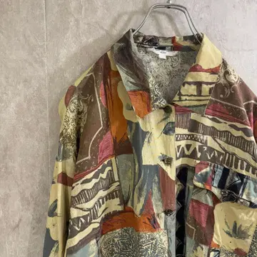 개성파 구제 의류 긴팔 올 패턴 디자인 셔츠 아트 패턴 멀티 컬러