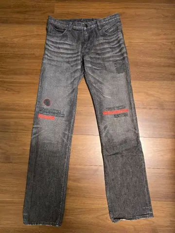 넘버나인 가공 데님 그런지 PAIN 하트 눈물