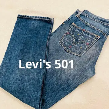Levi's 리바이스 501 데님 팬츠 스트레이트 페인트 레어 적귀