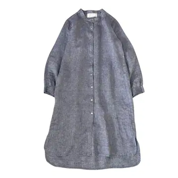 fog linen work 린넨 100% 밴드 카라 셔츠 원피스
