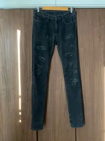 블랙바렛 워시 코팅 가공 롱 기장 데님 팬츠