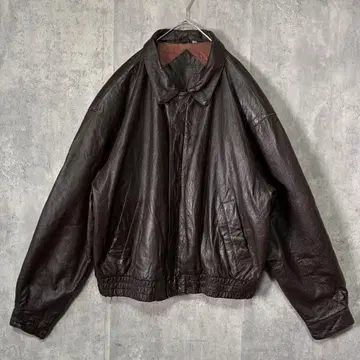 최상급 천연 가죽 봄버 자켓 다크 브라운 양가죽 XL 쇼트 기장