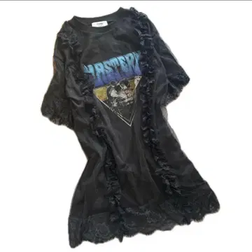 [아노짱 착용] jouetie 리메이크 락 T셔츠 M 블랙 레이스