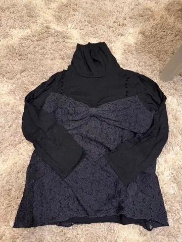 [ 새상품급 ] 러셀노 골프웨어 여성용 레이스 절개 터틀넥