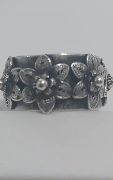 꽃 모티브 실버 반지