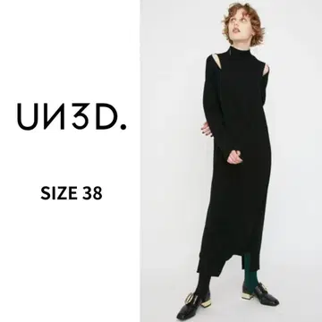 2603041 UN3D. 숄더 오픈 니트 원피스 블랙 38