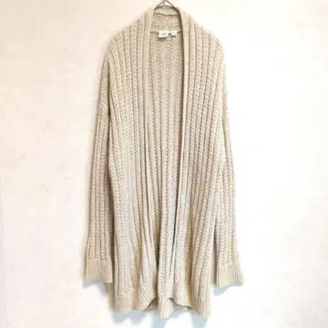 갭 Gap 리브 롱 니트 가디건 M 베이지 코튼