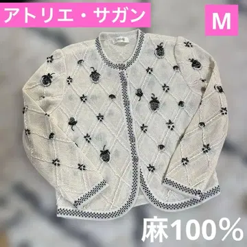 아틀리에 사간 린넨 100% M 사이즈 섬세한 비즈 장식