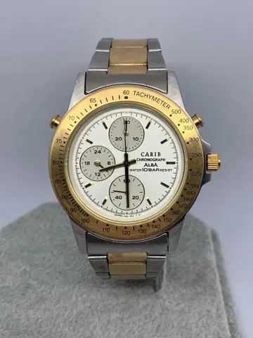 SEIKO ALBA CARIB 크로노그래프 실버/골드 배터리 새상품