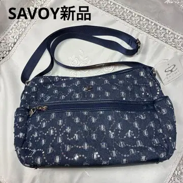 네이비 데님 스팽글 숄더백