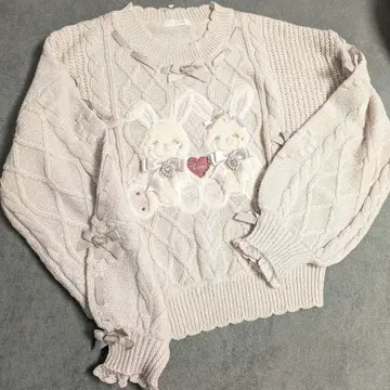 리즈리사 Twin Bunnies 토끼 니트 핑크