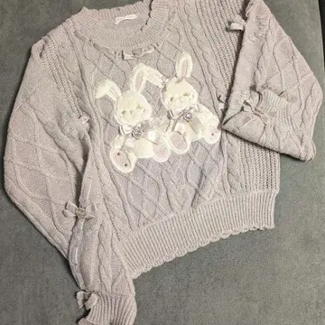 리즈리사 Twin Bunnies 토끼 니트 라벤더