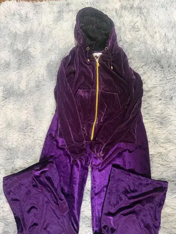 퍼플 벨벳 셋업 갸루 홈웨어