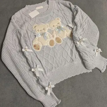 리즈리사 Twin bear 곰돌이 니트 블루