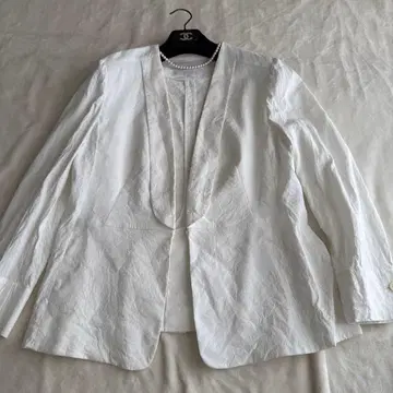 23구 린넨 혼방 화이트 자켓 46 빅 사이즈