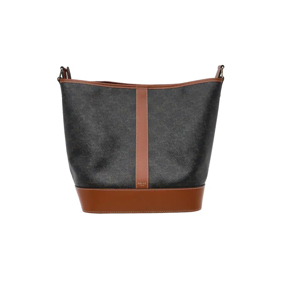 Celine Triomphe 帆布与小牛皮水桶包（中号）