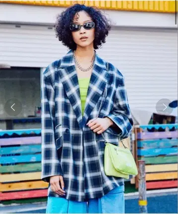 [ 새상품급 ] 더블 브레스티드 오버 자켓/체크/21231115303