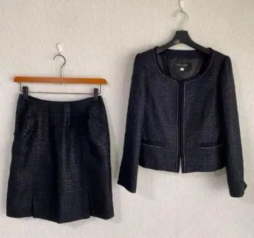 미쉘클랑 노카라 수트 상의 38 하의 40 W70 블랙 라메 린넨