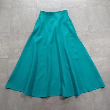 유나이티드 애로우즈 터콰이즈 플레어 맥시 스커트 38 린넨 100%