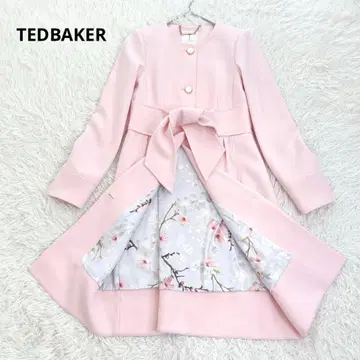 새상품급 테드베이커 노카라 스프링 코트 프론트 벨트 꽃무늬 벚꽃