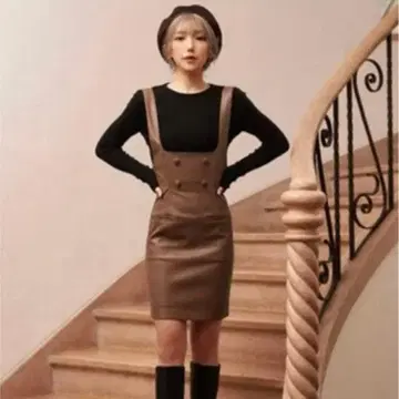 다리치 브라운 가죽 원피스